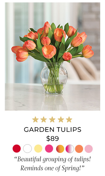 Silk Garden Tulips Arrangement, available at Petals. 