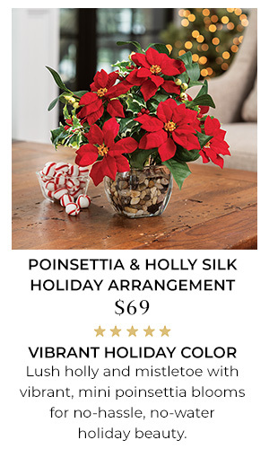 Poinsettia & Holly Silk Holiday Arrangement
