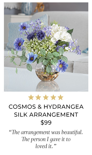 Cosmos & Hydrangea Silk Flower Arrangement Item #FLA979-BLW
