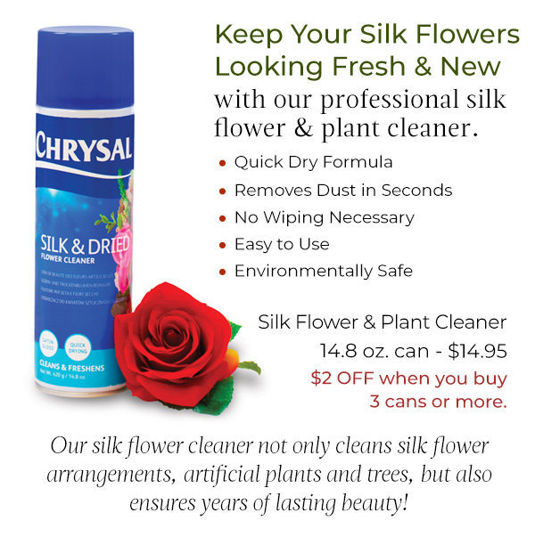 Faux Flower & Plant Cleaner. Keep your faux botanicals looking fresh and new with our professional silk flower & plant cleaner.