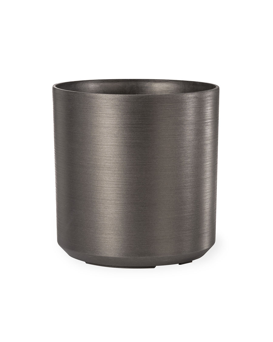 14" Spun Metallic Tree & Plant Container - Black Steel