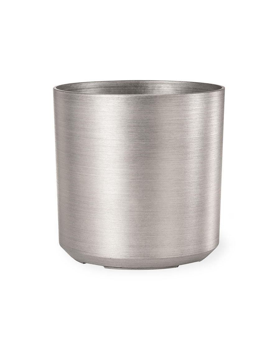 14" Spun Metallic Tree & Plant Container - Silver Steel