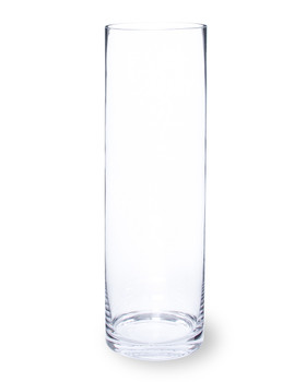 16" Hand-Blown Glass Cylinder Vase