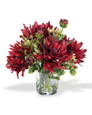 Dahlia Delight Silk Flower Arrangement in Red.