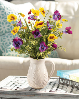 Pansy Pitcher Faux Flower Arrangement, by Petals.