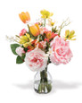 Roses, Cosmos & Tulips Silk Flower Arrangement, by Petals.
