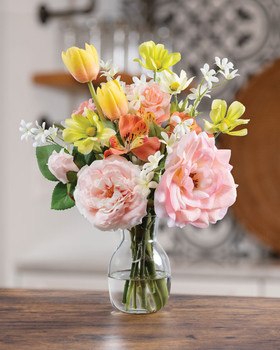 Roses, Cosmos & Tulips Silk Flower Arrangement, by Petals.