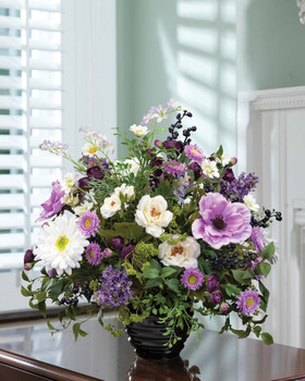 Mixed Flowers & Berries Silk Flower Centerpiece