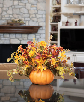 Pumpkin Harvest Faux Flower Centerpiece
