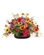 Scabiosa, Rose & Rudbeckia Faux Flower Centerpiece, by Petals.