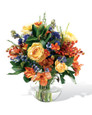 Coral & Blue Silk Centerpiece