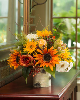 Autumn Sunrise Silk Flower Fall Centerpiece
