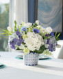 Blissful Blue & White<br>Faux Flower Centerpiece