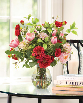 Rose & Snowball Hydrangea Faux Flower Bouquet, by Petals.