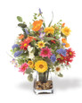 Daisy, Statice & Zinnia Faux Flower Centerpiece, by Petals.