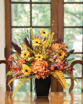 Autumn Hydrangea & Black-Eyed Susan Faux Flower Centerpiece By Petals.
