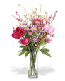 Peony, Aster & Cherry Blossom Faux Flower Arrangement in Pink Lavender.