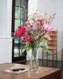 Peony, Aster & Cherry Blossom Faux Flower Arrangement in Pink Lavender.
