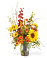 Sunflower, Gerbera Daisy & Delphinium Silk Flower Arrangement