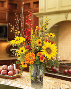 Sunflower, Gerbera Daisy & Delphinium Silk Flower Arrangement