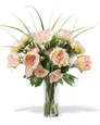 Peony Garden Faux Flower Arrangement in Cream, Pink and Green.
