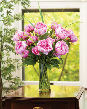 Peony Garden Faux Flower Arrangement in Pink.