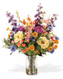 Roses, Delphiniums & Cosmos Silk Flower Arrangement