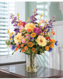 Roses, Delphiniums & Cosmos Silk Flower Arrangement