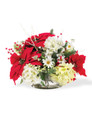 Poinsettia & Hydrangea Artificial Christmas Centerpiece