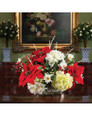 Poinsettia & Hydrangea Artificial Christmas Centerpiece