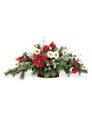 Holly, Pine & Berries Artificial Holiday Centerpiece in metal planter, by Petals.