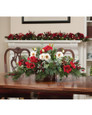 Holly, Pine & Berries Artificial Holiday Centerpiece in metal planter, by Petals.