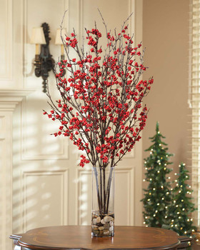 Ilex Berries & Birch Faux Holiday Arrangement, by Petals.