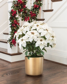 White silk poinsettia extra large lifelike holiday decor