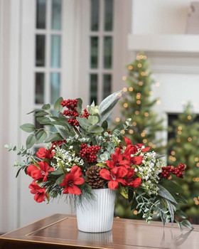 Mixed Eucalyptus, Pine & Berries Silk Holiday Accent, By Petals.