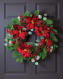 Plush Velvet Poinsettia, Pine & Berries Artificial Christmas Holiday Teardrop
