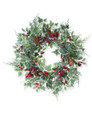 Holly, Ivy & Berries 18" Artificial Holiday Wreath, By Petals.