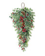 Holly, Ivy & Berries 28" Artificial Holiday Teardrop, By Petals.