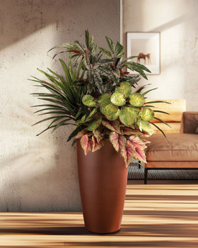 Mango, Dracaena & Begonia Faux Foliage Planter, by Petals.