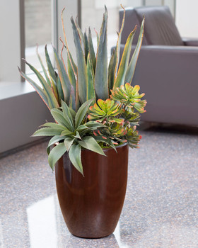 Baja Agave & Echeveria Artificial Succulent Planter