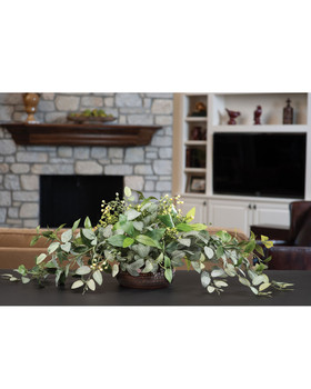 Fittonia, Laurel & Berries Mixed Faux Foliage Arrangement, by Petals.