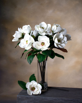 24" Medium Faux Magnolia Flower Stem