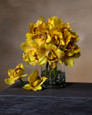 11" Artificial Cymbidium Orchid Flower Stem in Yellow.