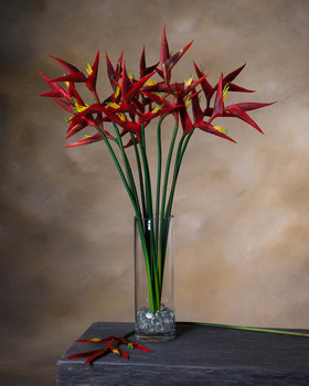 Red Faux Heliconia Flower Stem