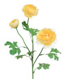 Soft Yellow Fluffy Ranunculus Silk Flower Stem Spray