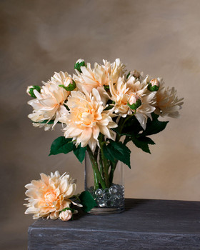 Peach Dahlia Silk Flower Stem Spray
