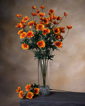 Autumn Orange Cosmos Silk Flower Stem