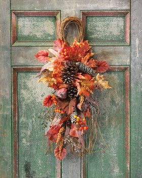 Maple, Pomegranate & Pinecone Faux Autumn Teardrop